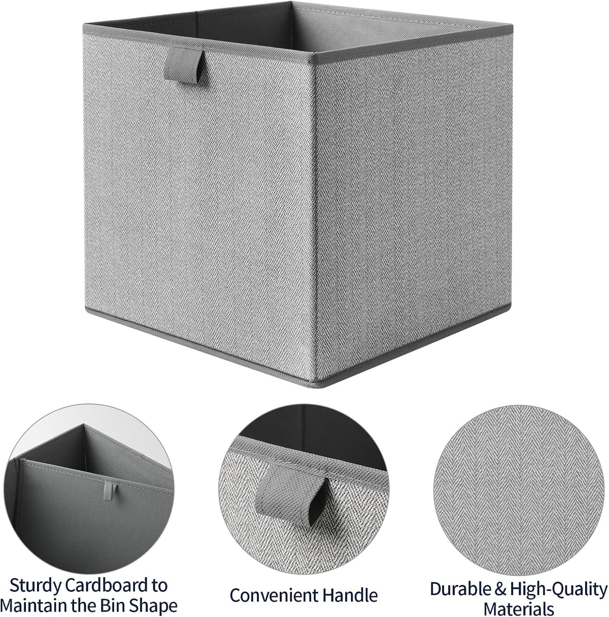 Storage Baskets, 11.8-Inch Woven Fabric Bins, Storage Cubes with Reinforced Handles, Organizer Bins