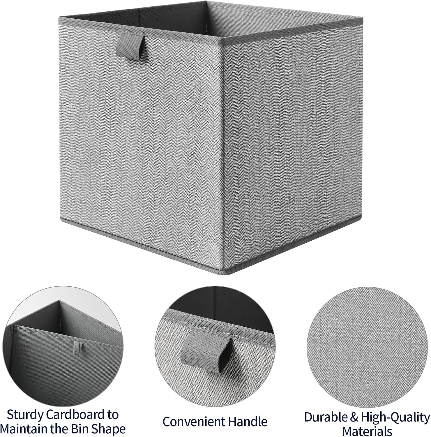 Storage Baskets, 11.8-Inch Woven Fabric Bins, Storage Cubes with Reinforced Handles, Organizer Bins