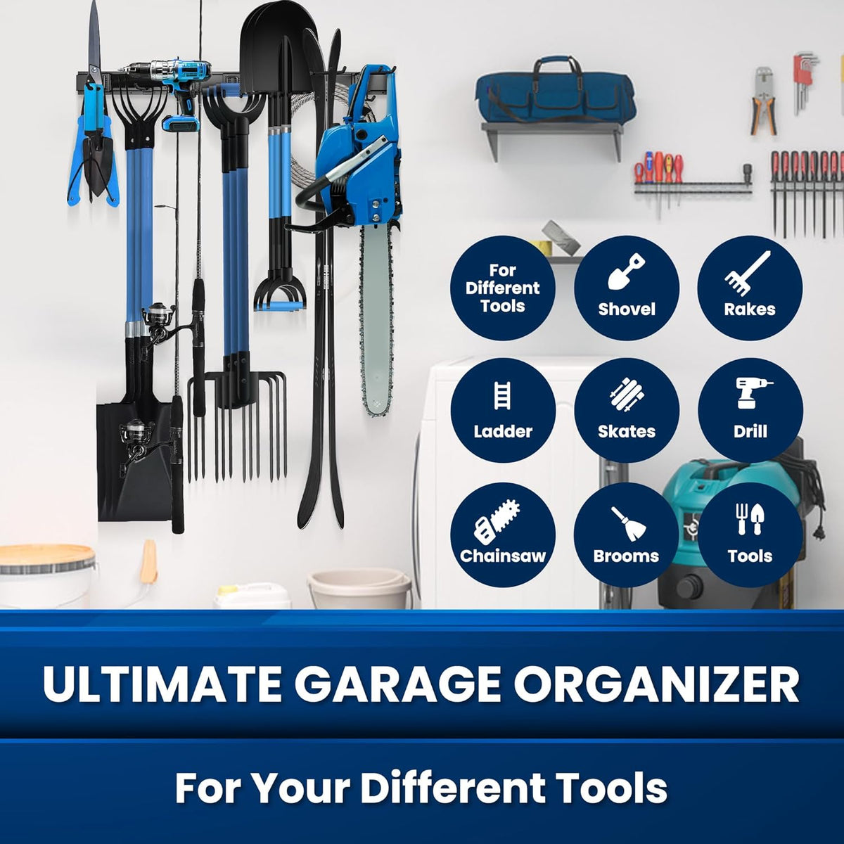 64'' All-Metal Garage Tool Organizer Wall Mount – Heavy-Duty Tool Rack Holds 680 lbs, Adjustable
