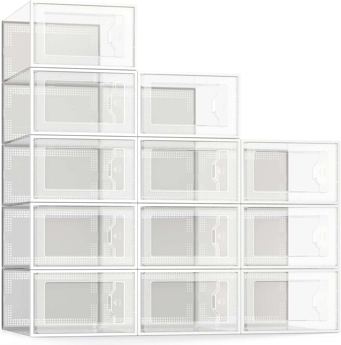 SEE SPRING X-Large Shoe Storage Box Fit Size 11, Clear Plastic Stackable Shoe Organizer for Closet