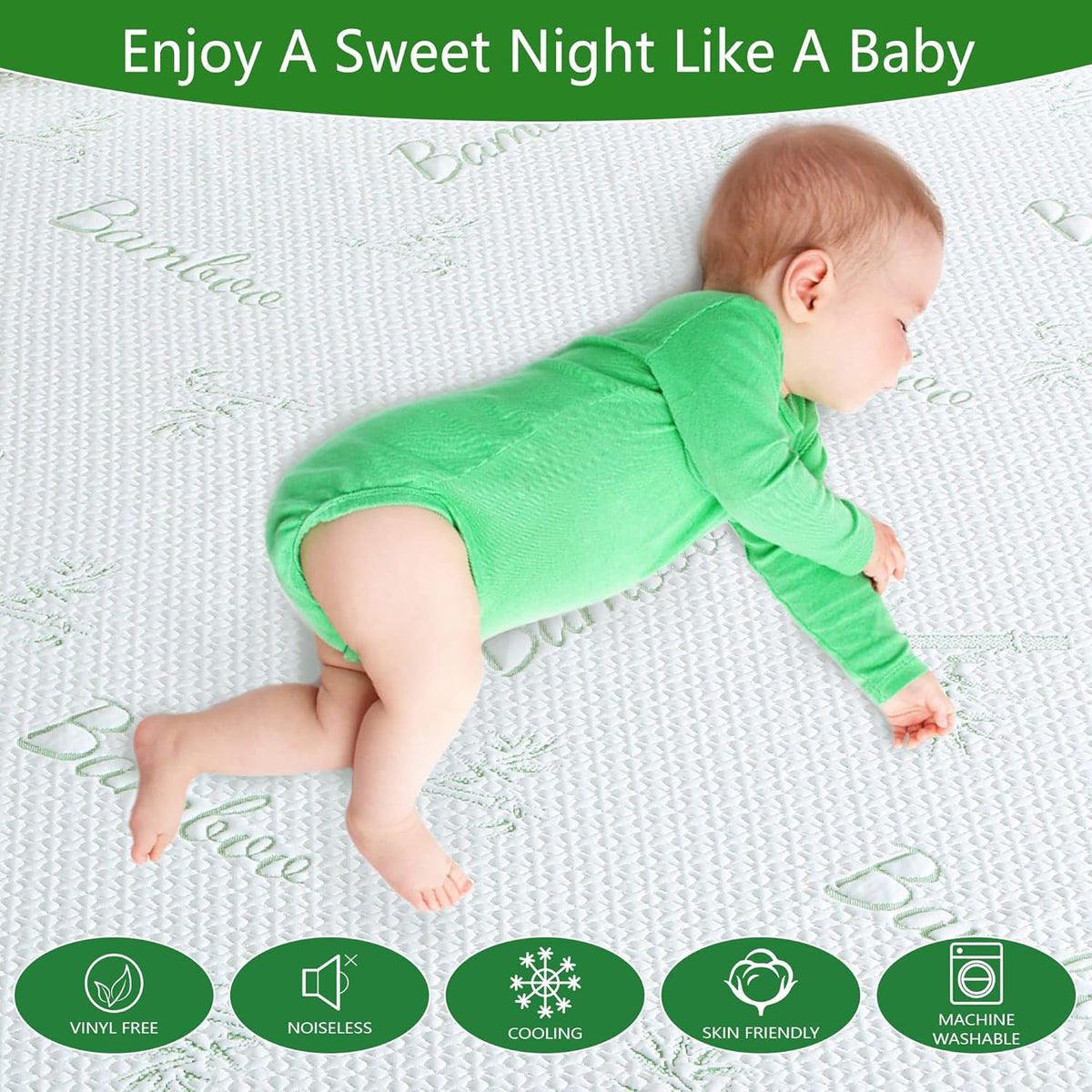GOONIK Full Size Mattress Protector, Breathable Bamboo Viscose Waterproof Full Size Mattress Pad