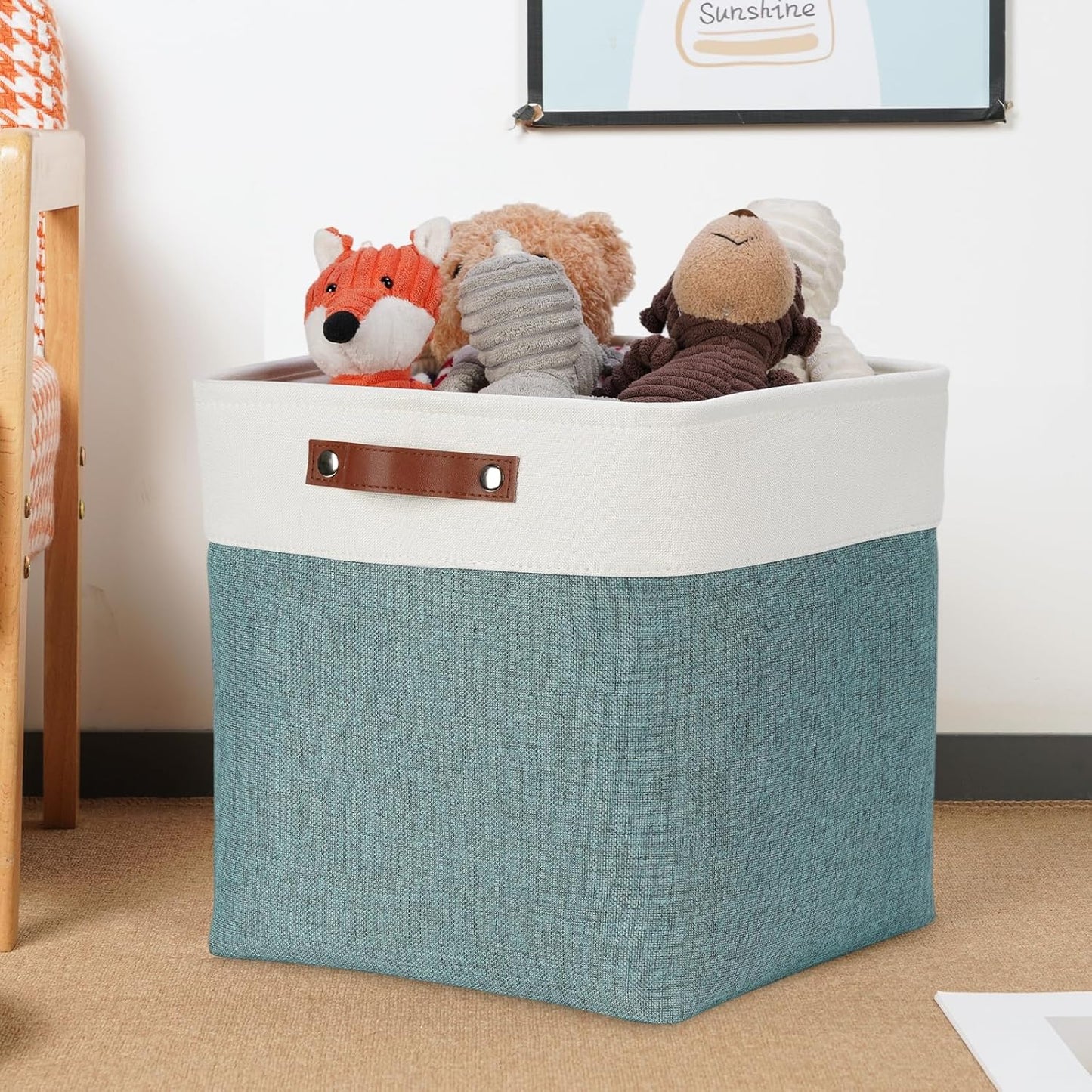 DULLEMELO Storage Bins, 4 Pack Of 13x13x13 Decorative Storage Cube Bins Suit Office, Home, Shelves