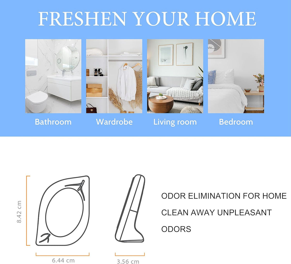 Air Freshener for Home, 4 Pack, Fresh Scent, Odor Eliminator for Small Area Closets Bathroom Pets
