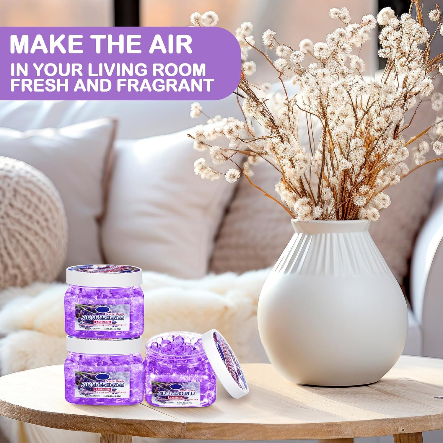 6 Pcs Air Freshener Gel Beads Bulk Odor Eliminator Beads Odor Removing Gel for Home, Bathrooms