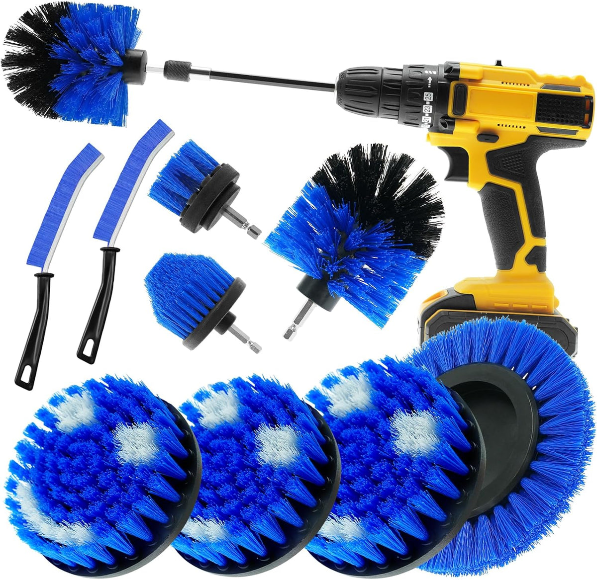 10 Pack Drill Brush Attachment Set, Drill Scrubber Brush Kit, Drill Cleaning Brush, Scrub Brush for