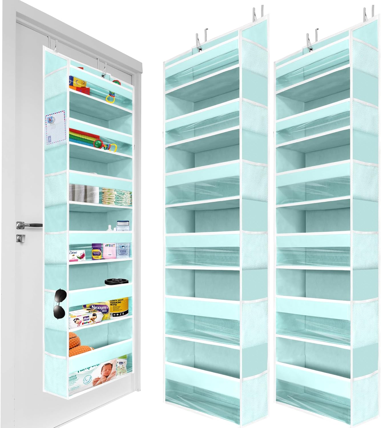 HOMELUX THEORY 2 PC Heavy Duty Over the Door Organizer 55x14x6.7, 6 Large Front & 12 Side Pockets