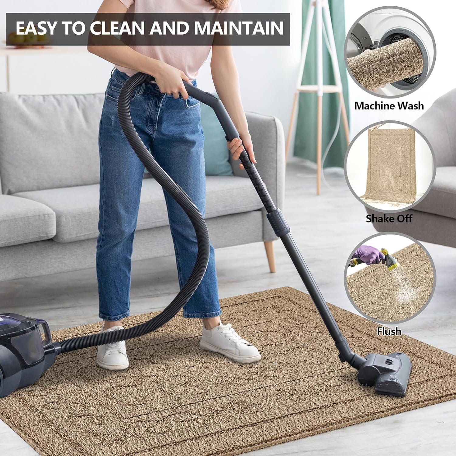FONEYI Indoor Door Mat 20" x 32", Dirt Trapper Door Mats Non-Slip Entryway Rugs Washable, Absorbent