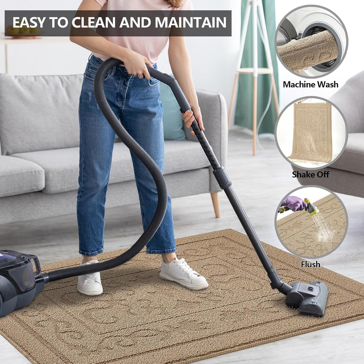 FONEYI Indoor Door Mat 36" x 59", Dirt Trapper Door Mats Non-Slip Entryway Rugs Washable, Absorbent