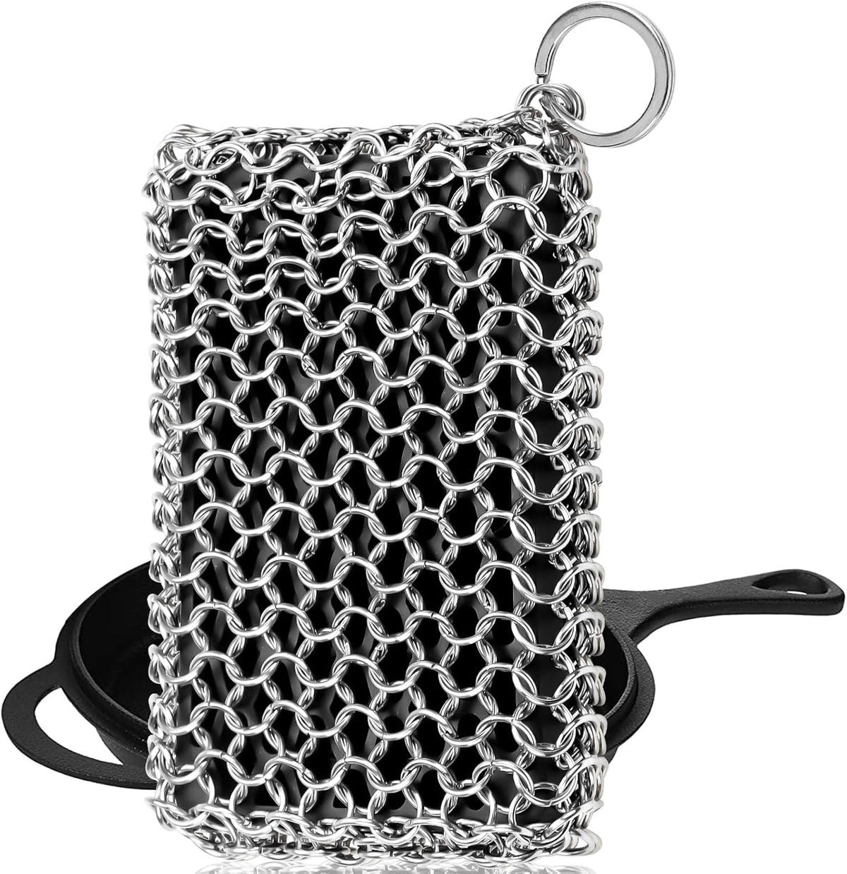 Herda Chain Mail Cast Iron Cleaner Scrubber,316 Chainmail Pan Scrubber Metal Cleaning Brush, Pad