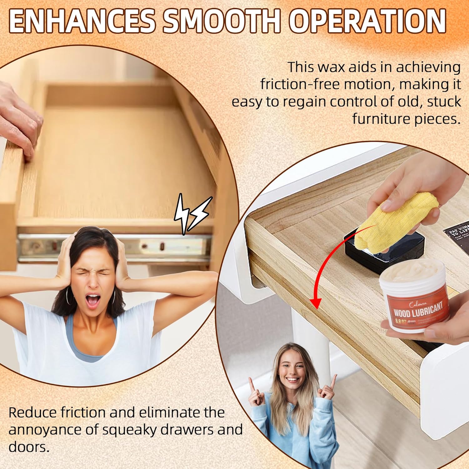 8.8oz Wood Wax for Home Projects,Door Hinge Lubricant,for Wood Drawer Slides,Sliding Glass