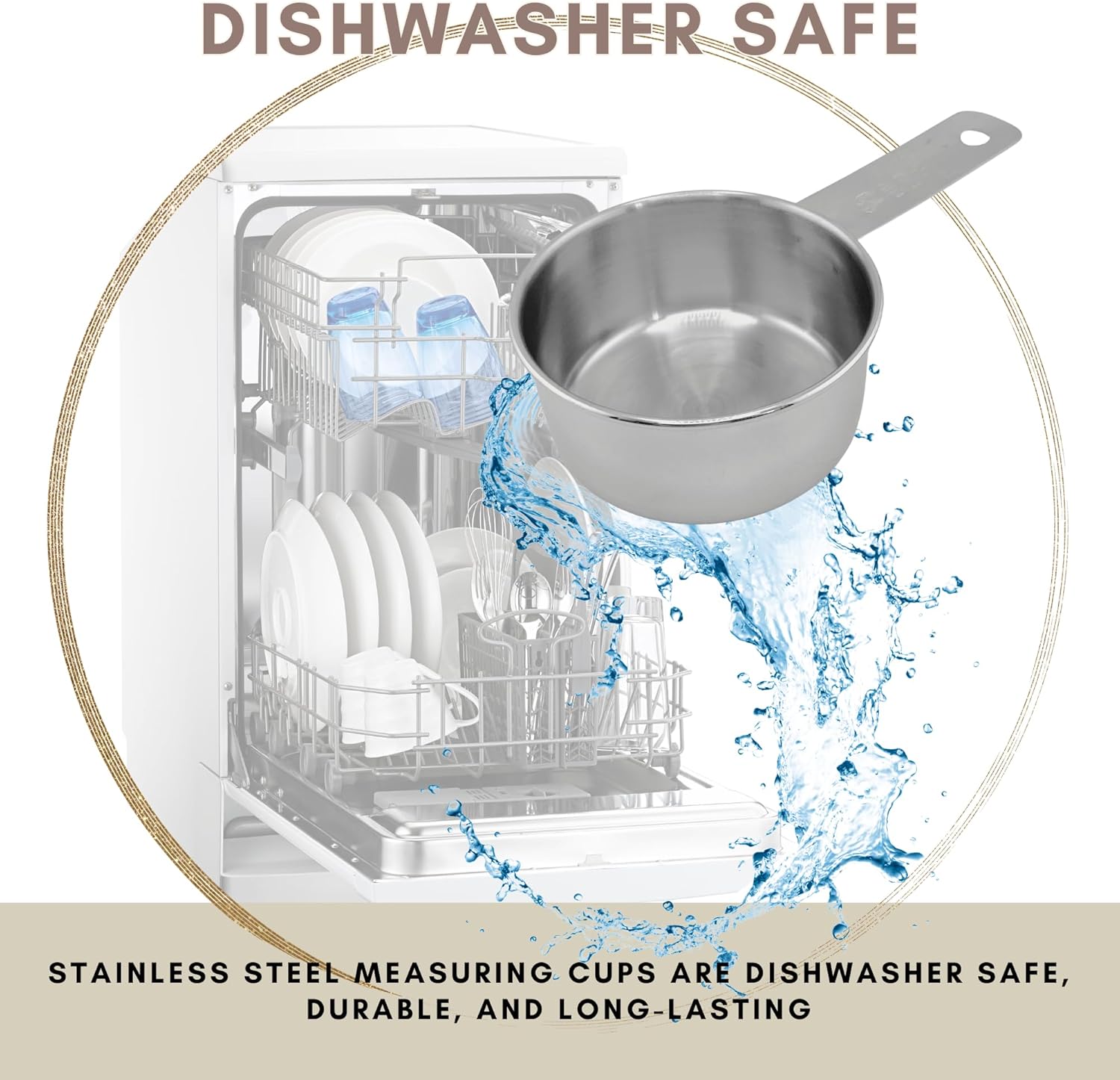 1/3 Cup Stainless Steel Measuring Cup | Sturdy Metal 80 ml | 80 cc | 3 oz | Single Cup for Wet and