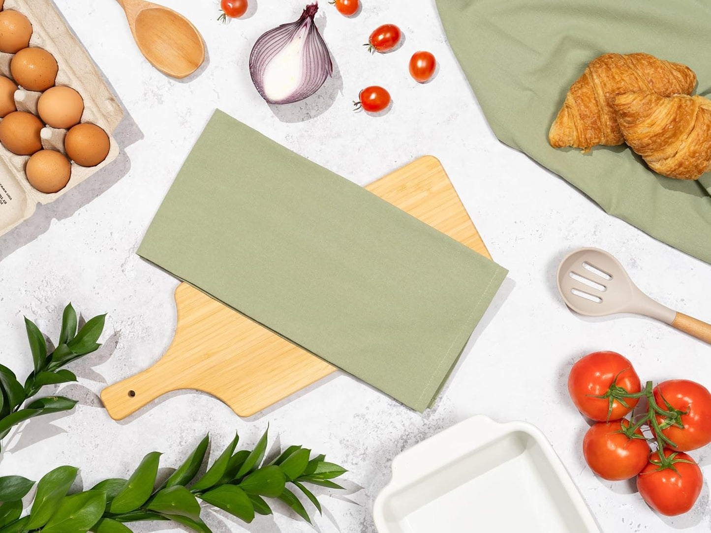 Organic Cotton Sage Flour Sack Kitchen Towels - 10 Pack, 27"x27", Highly Absorbent, Lint-Free Flour