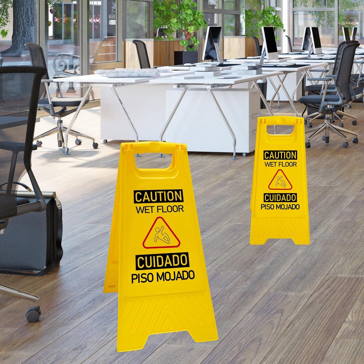 12 Pack A-Frame Caution Wet Floor Safety Signs，Foldable Double Sided Warning Boards for