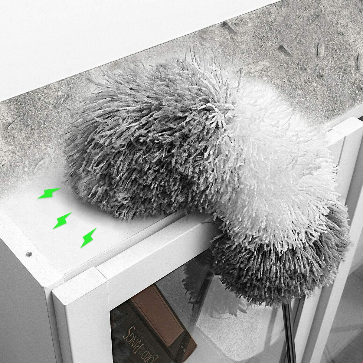 BOOMJOY Microfiber Feather Duster with Extendable Pole and Bendable Head, 100" Telescoping Duster