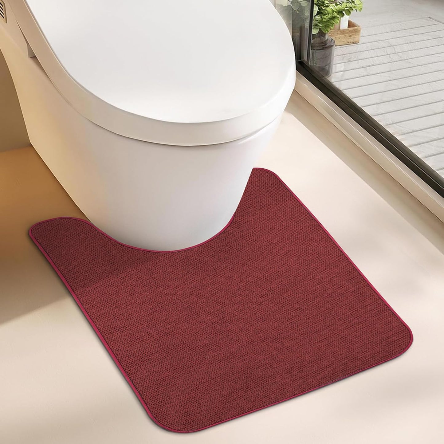 Toilet Rugs U Shaped Bathroom Rug,Machine Washable Non Slip Quick Dry Super Absorbent Ultra Thin