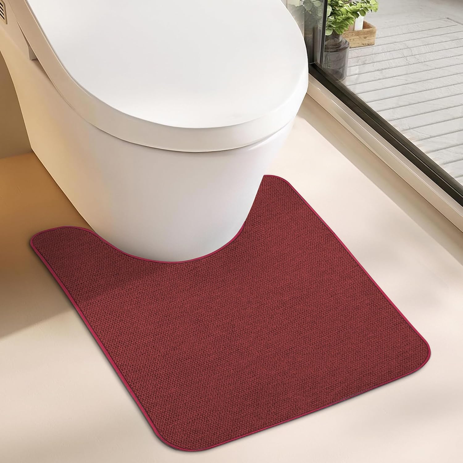 Toilet Rugs U Shaped Bathroom Rug,Machine Washable Non Slip Quick Dry Super Absorbent Ultra Thin