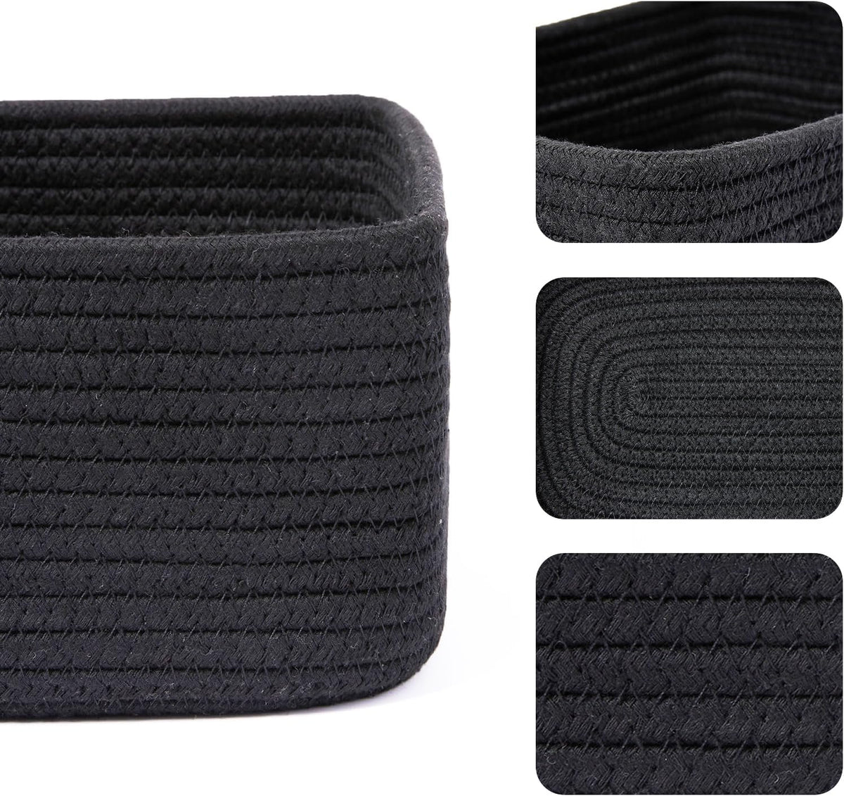 Small Storage Baskets for Organizing | Closet Organizer Bins | Shelf Toy Basket | Woven Rope