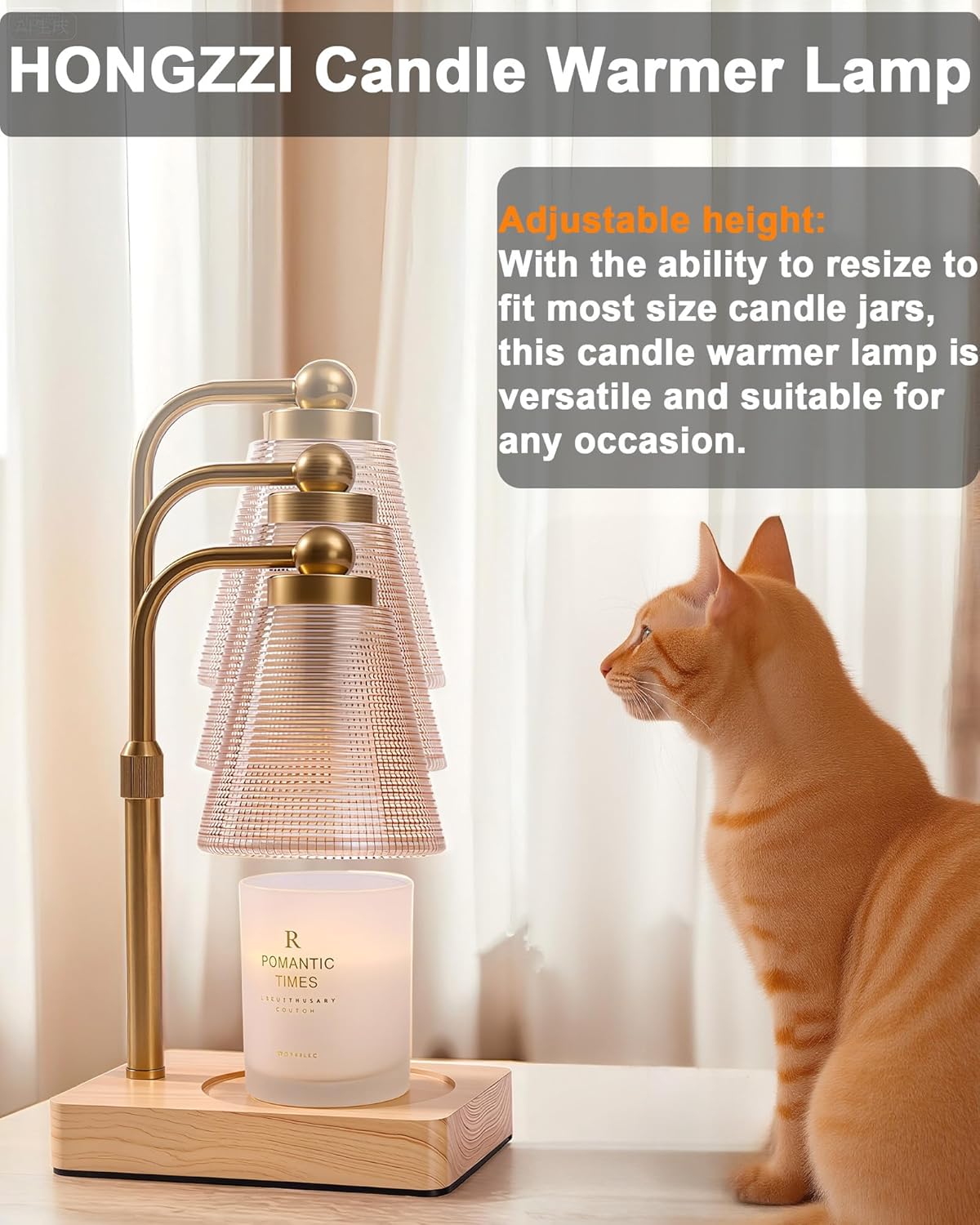 Candle Warmer Lamp - Electric Candle Warmer with Timer, Adjustable Height & Brightness, 2