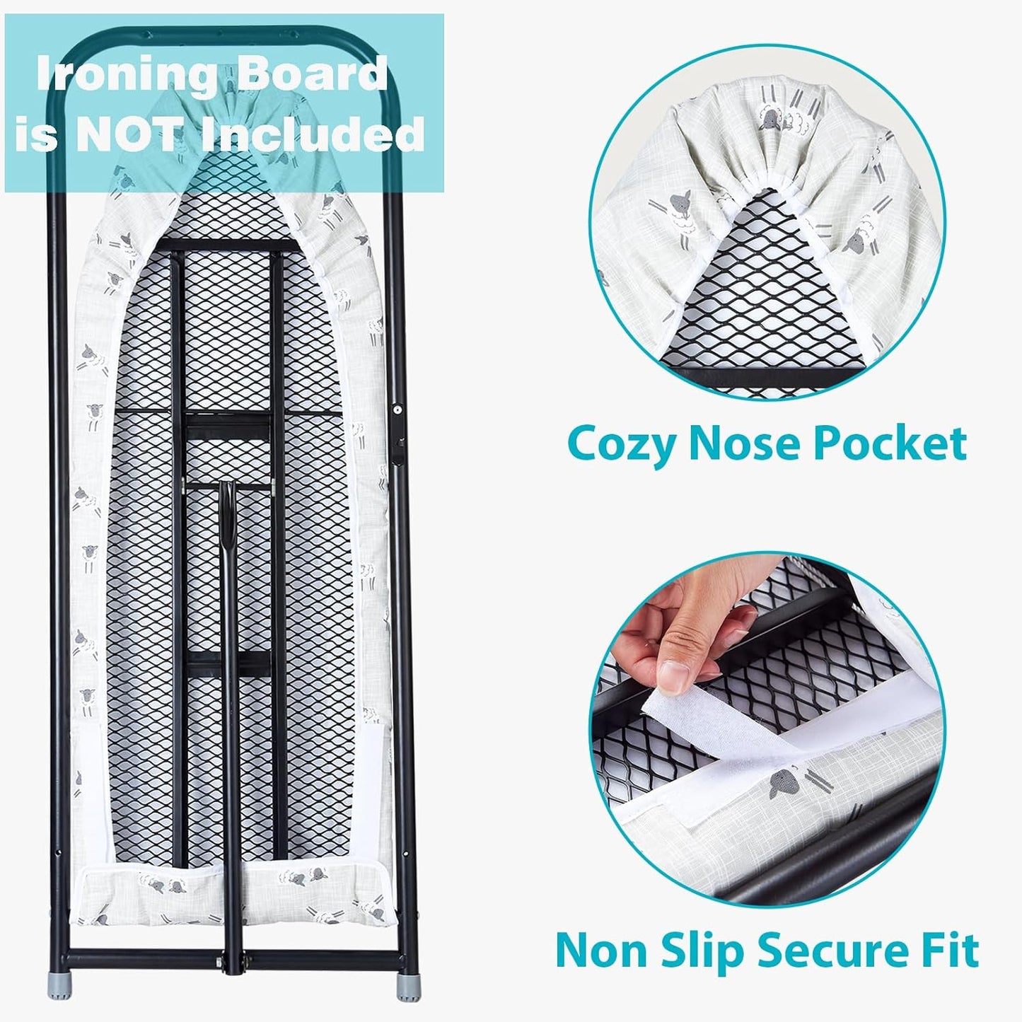 Over The Door Ironing Board Cover 13 x 37 inch, Small Iron Board Cover w 3 Layers Heat Reflective