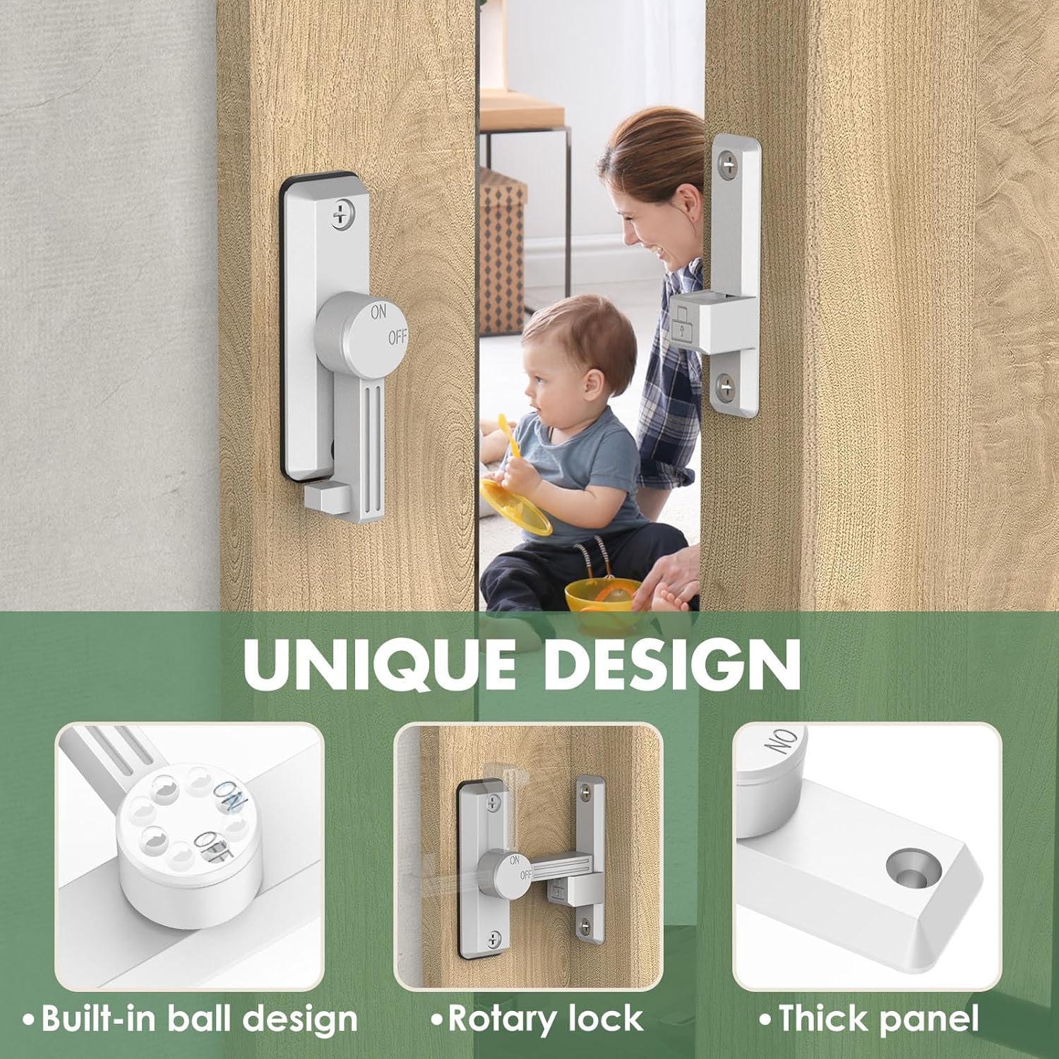 Barn Door Lock Latch, 90/180 Degree Flip Sliding Door Latch for Garage, Bedroom, Cabinet, Sturdy