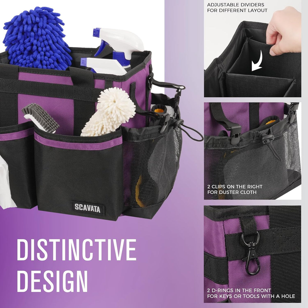 Compact Wearable Cleaning Caddy, Small Cleaning Caddy Supplies Organizer with Handle & Shoulder