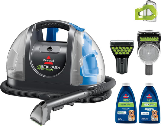 BISSELL Little Green Pet Deluxe Portable Carpet Cleaner and Car/Auto Detailer, 3353, Gray/Blue