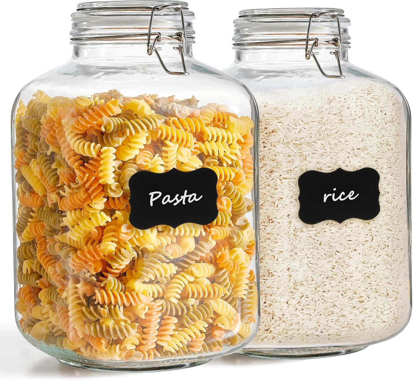 ComSaf Rice Container 152oz, Flour Sugar Storage Containers, Glass Jars with Airtight Lid, 1.17