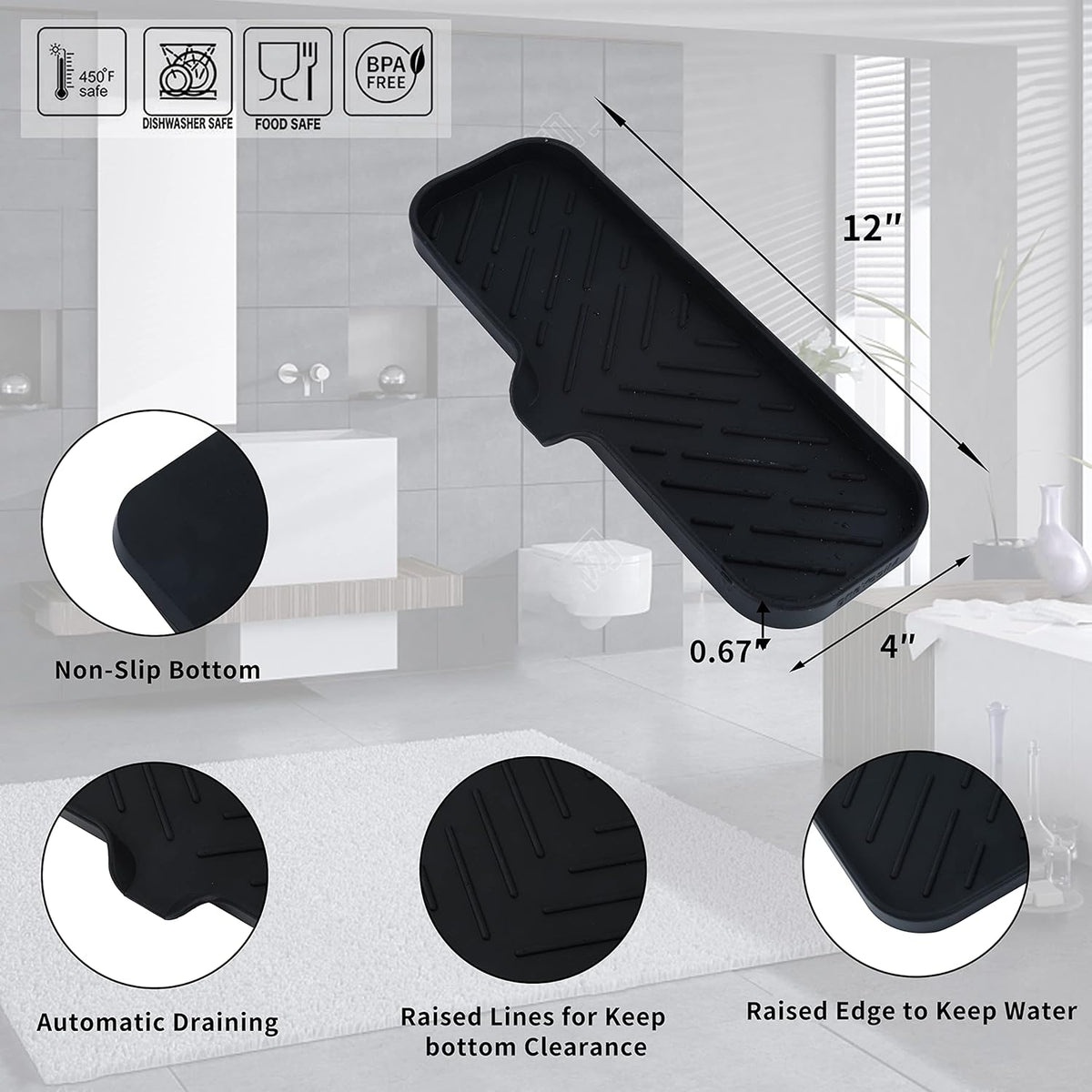 Silicone Bathroom Soap Dishes with Drain Spout-Bathroom and Kitchen Sink Organizer,Sponge
