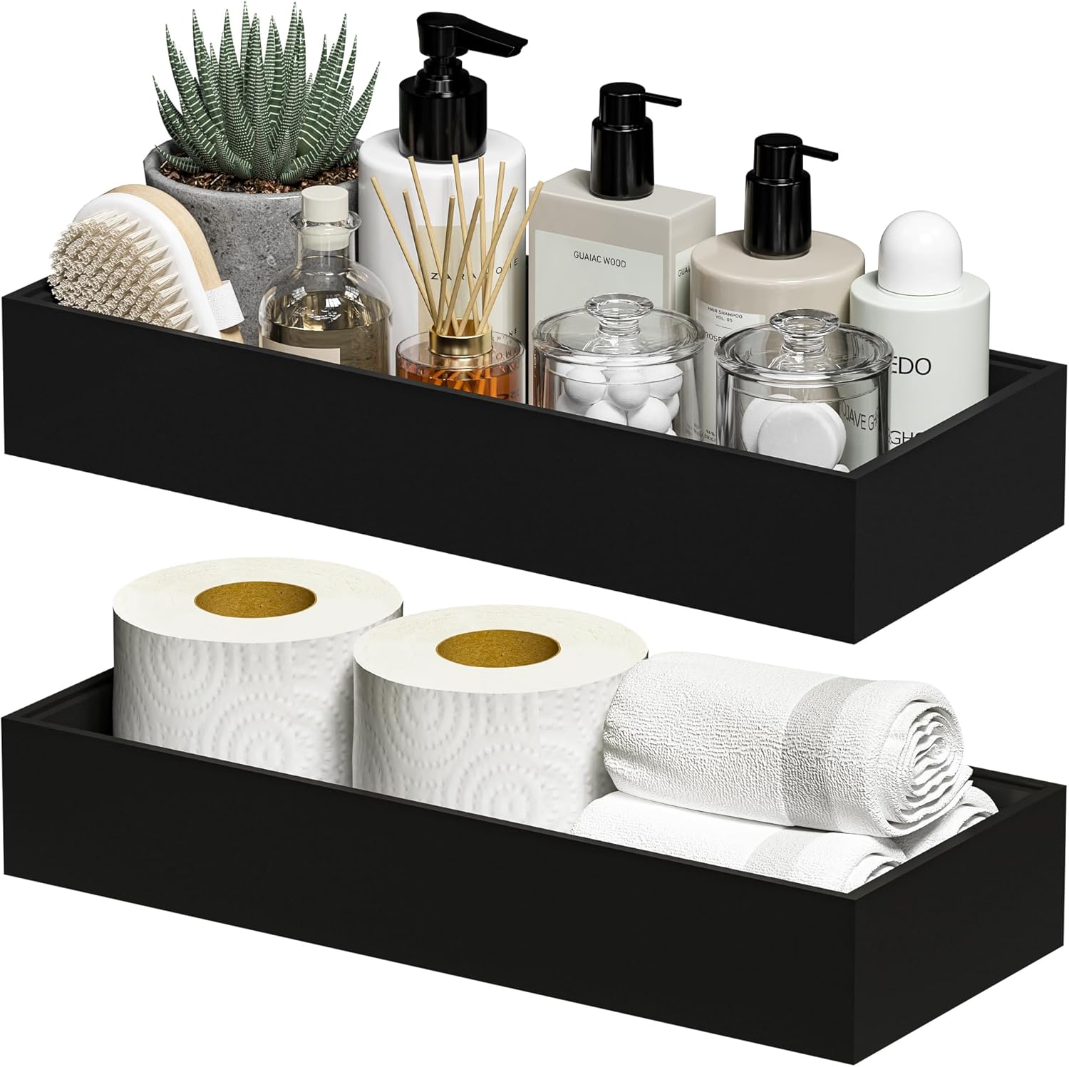 Kitchen Drawer Organizer Bins, Stackable Bamboo Drawer Organizer for Silverware, 2 Pcs Toilet Paper