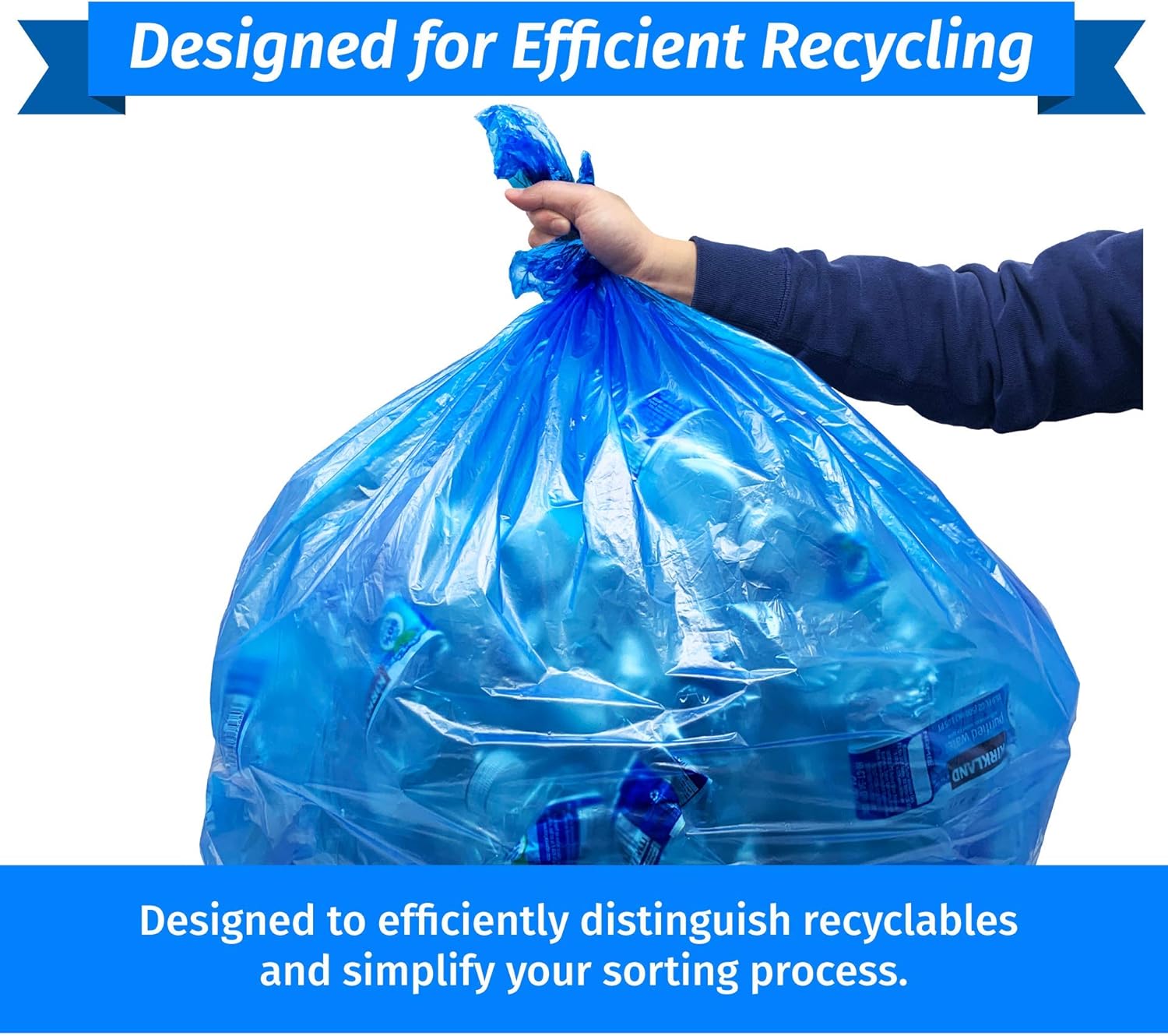 Reli. SuperValue 33 Gallon Recycling Bags (120 Count) Made in the USA - Blue Trash Bags, 30-33