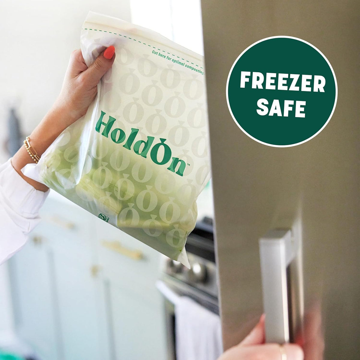 HoldOn Zipseal Gallon Bags - Compostable, PFOA-Free, BPA-Free, Food-Safe Zip Seal Food Storage