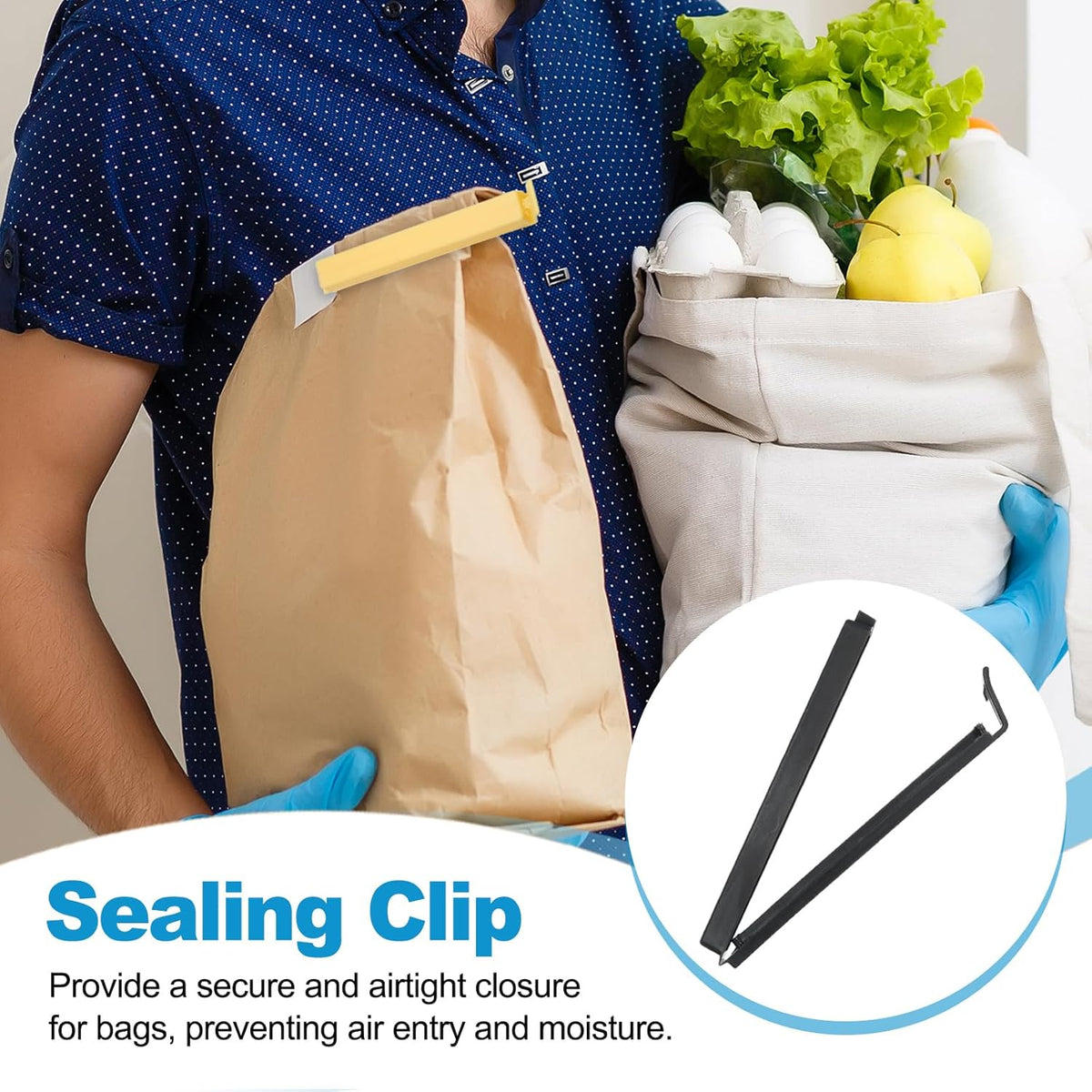 PATIKIL Sealing Clips 4.3 Inch, 10 Pack Reusable Plastic Bag Clip Clamp Sealer for Food Storage