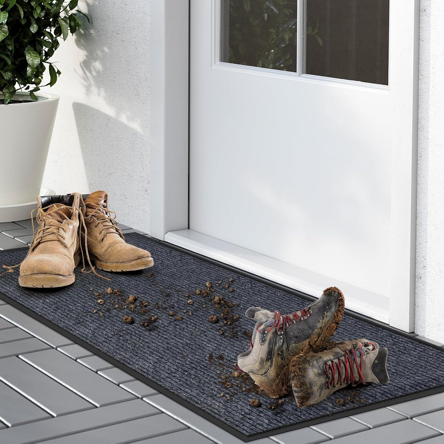 Kuyal Front Door Mat, 2'x4' Indoor Outdoor Entrance, Commercial Floor Inside Outside Entrance