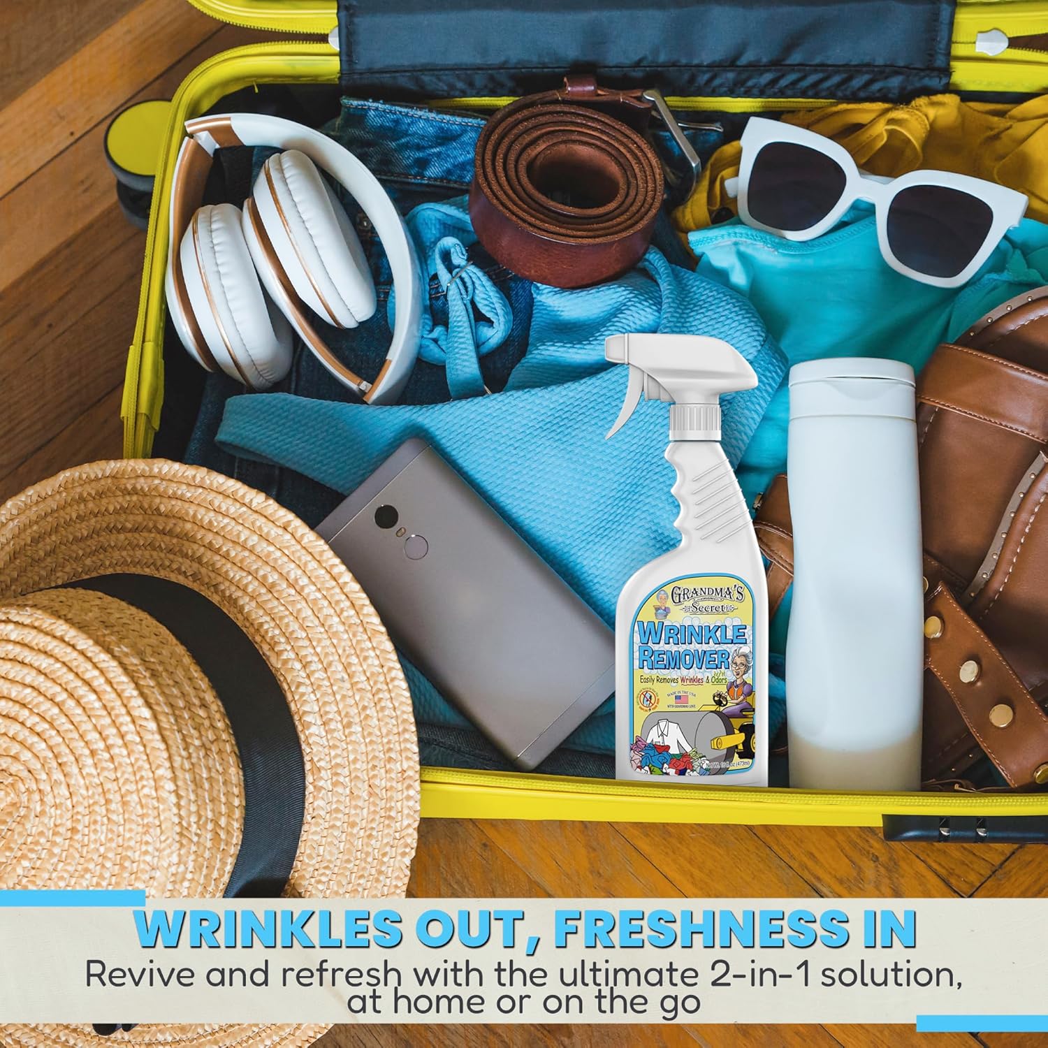Grandma's Secret Wrinkle Remover Spray - Easily Removes Wrinkles & Odors - Wrinkle Release, Fabric