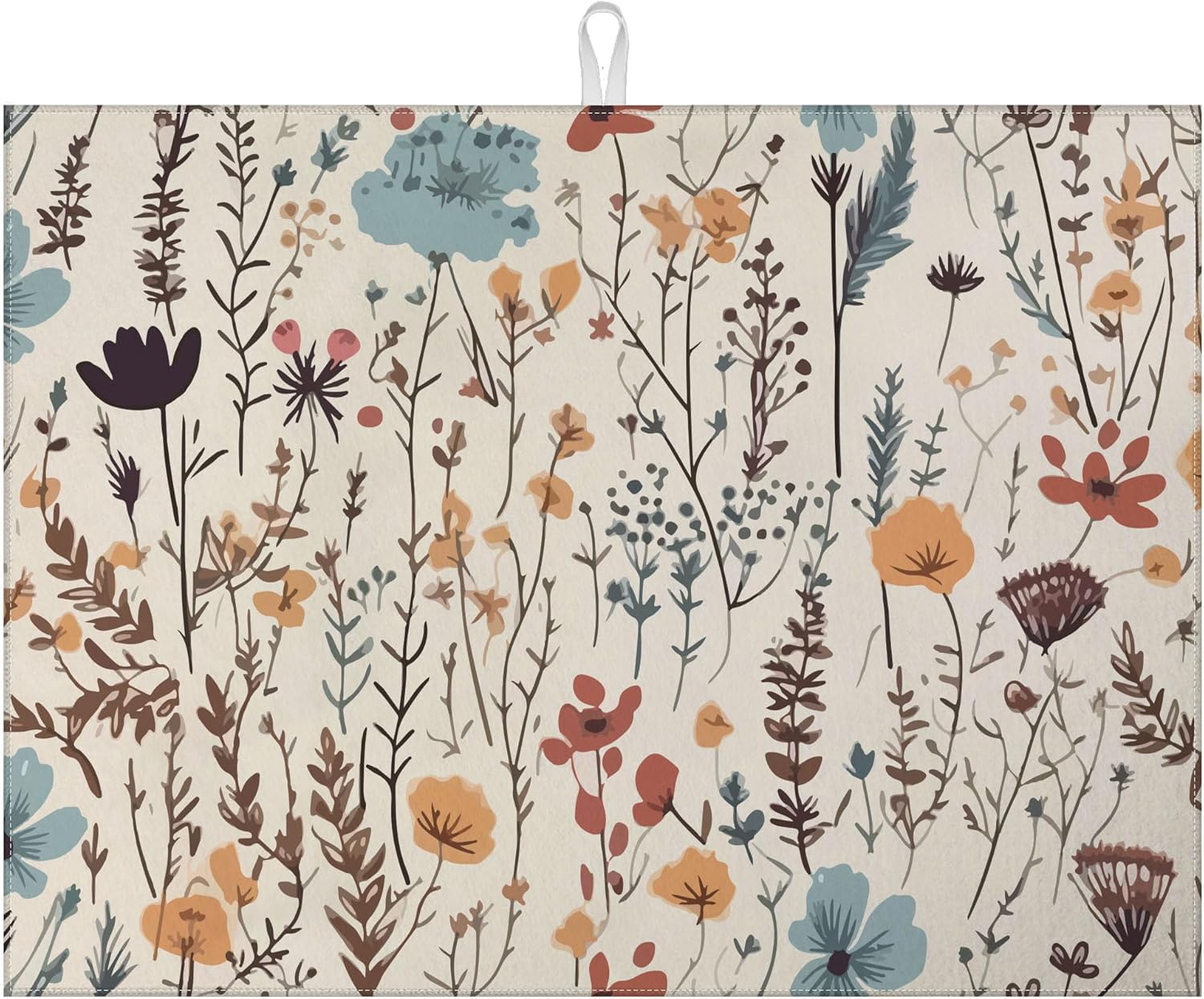 Vintage Floral Dish Drying Mat for Kitchen Counter Microfiber Absorbent Dish Kitchen Drying Mat