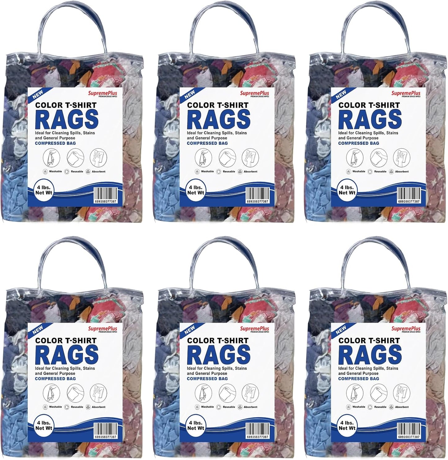 Premium Color Knit Cleaning Rags (4 lb. Bag - Pack of 6) – Shop Rags Bulk for Workshops, Mechanics