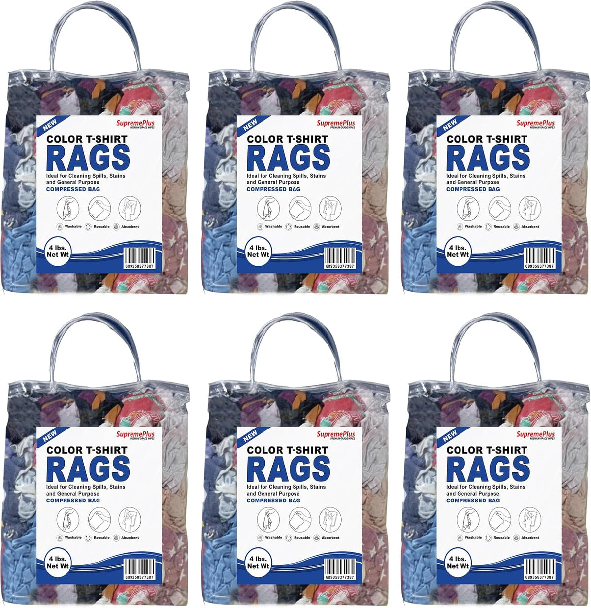 Premium Color Knit Cleaning Rags (4 lb. Bag - Pack of 6) – Shop Rags Bulk for Workshops, Mechanics