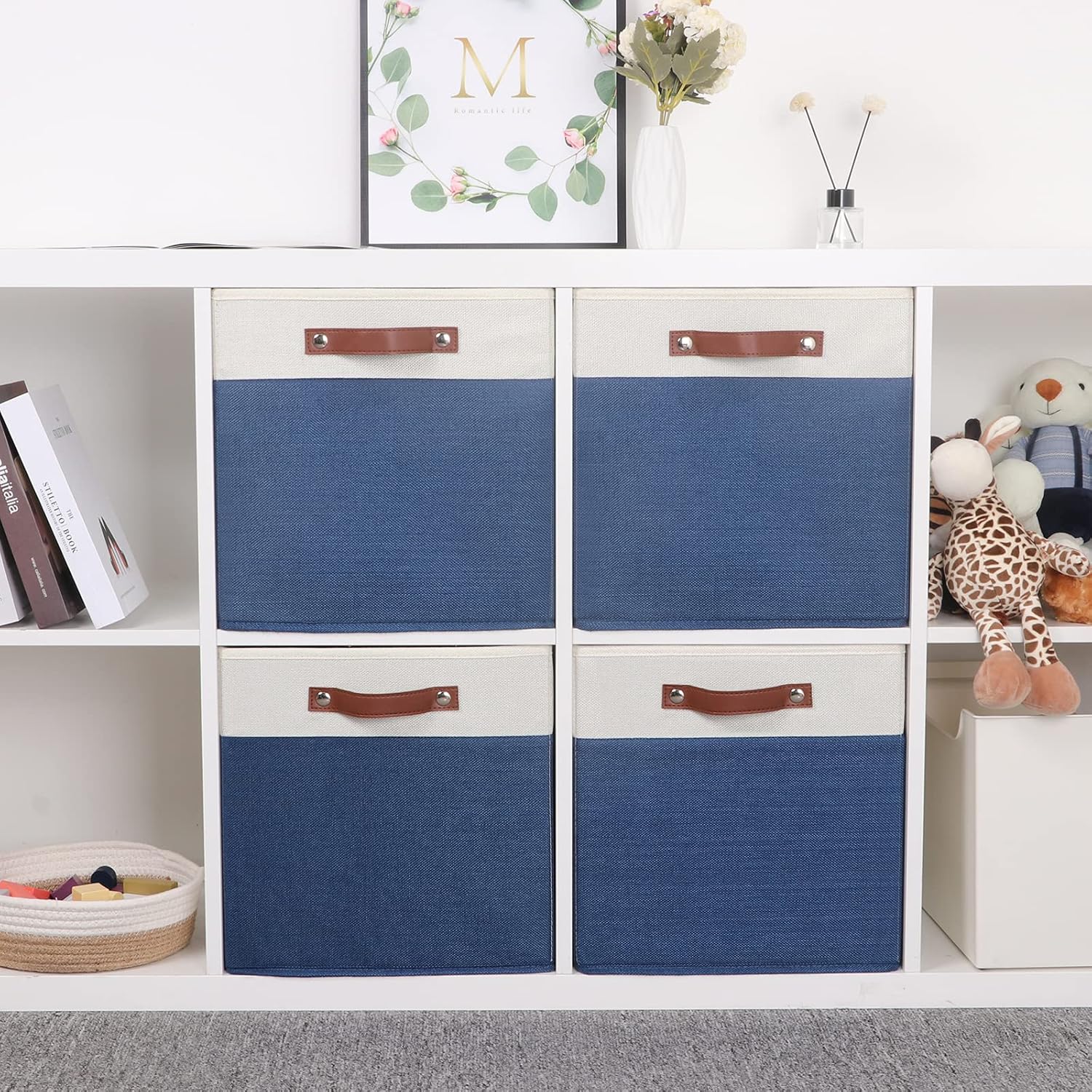 Temary Fabric Storage Bins for Cube Organizer 4 Pack Cube Storage Bins 13 Storage Cubes for Shelves