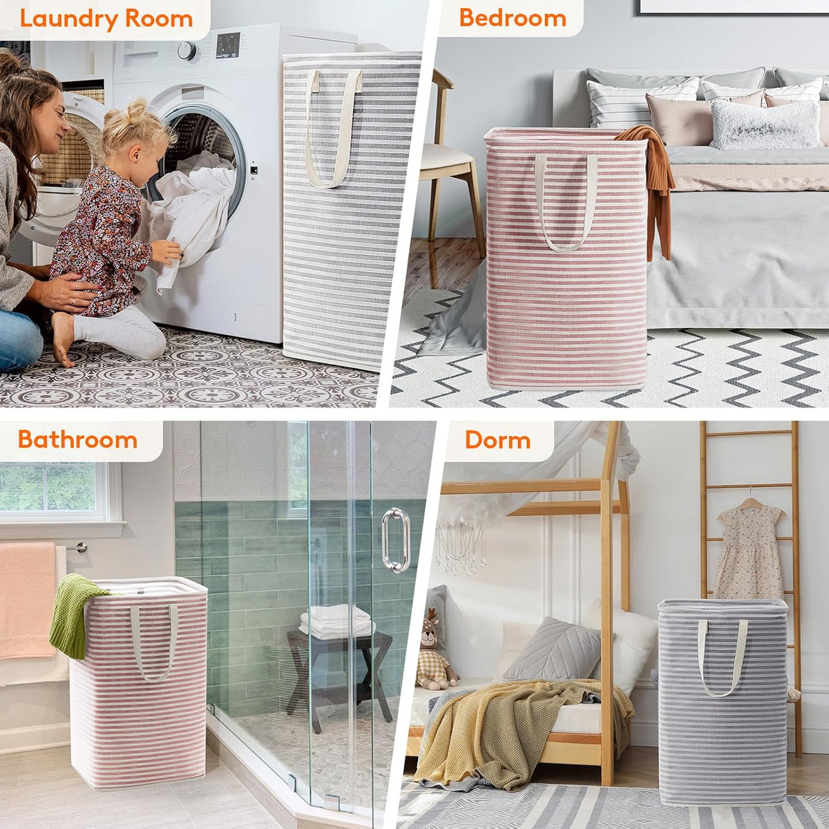 Lifewit 2 Pack Laundry Hamper Large Collapsible Laundry Basket, Freestanding Waterproof Cloth