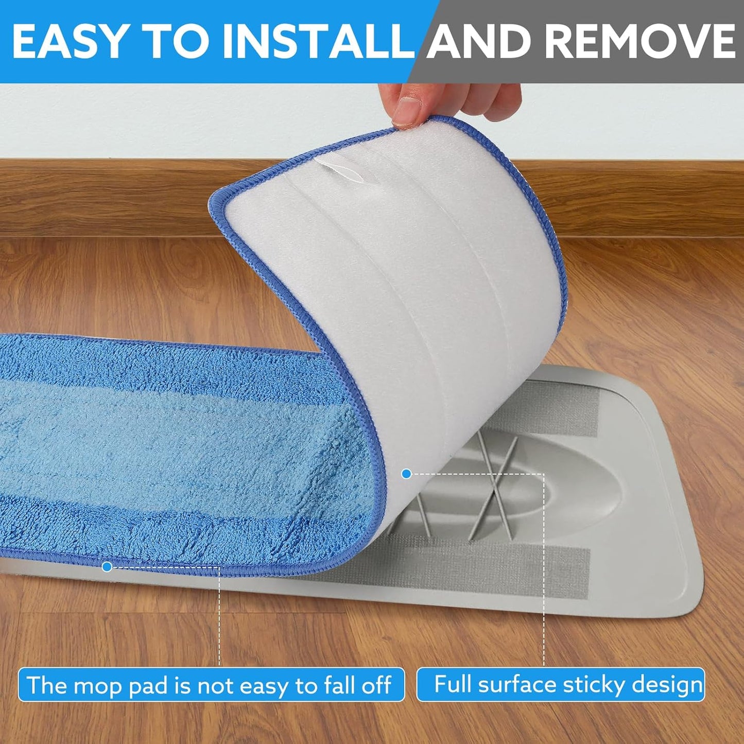 6 Pack Microfiber Cleaning Pads are Compatible with Bona Mop,18 Inch Replaceable Mop Pad