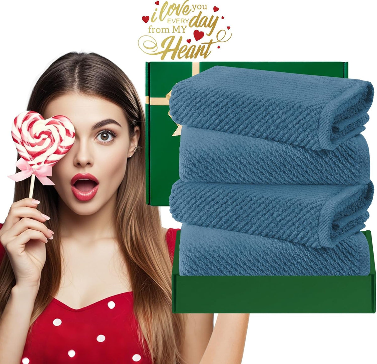 VOOVA & MOVAS Hand Towels for Bathroom Set of 4, Large 18" x 28", 100% Cotton | Lightweight | Thick