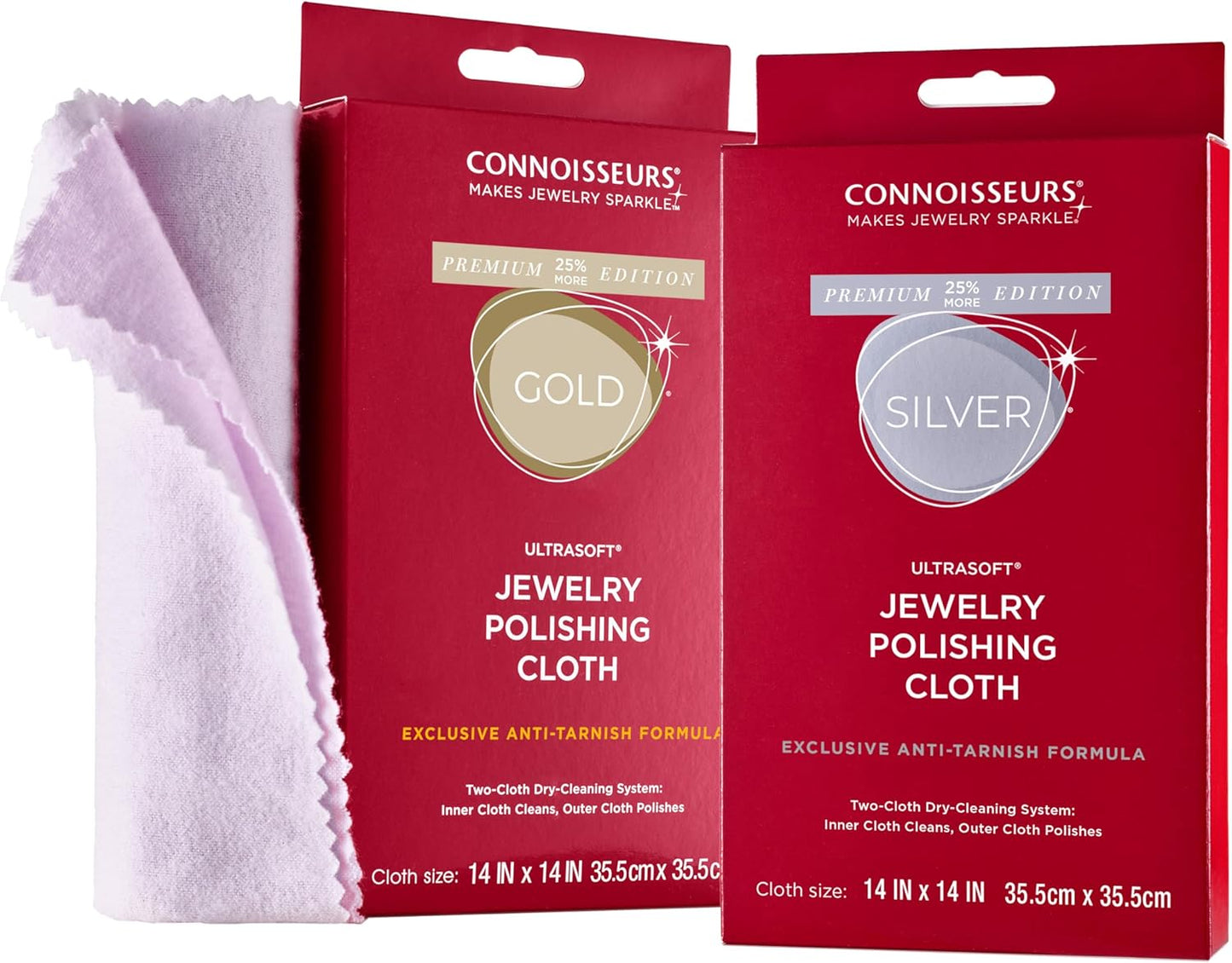CONNOISSEURS Premium Edition Extra Large Polishing Cloth Bundle for Silver & Gold Jewelry