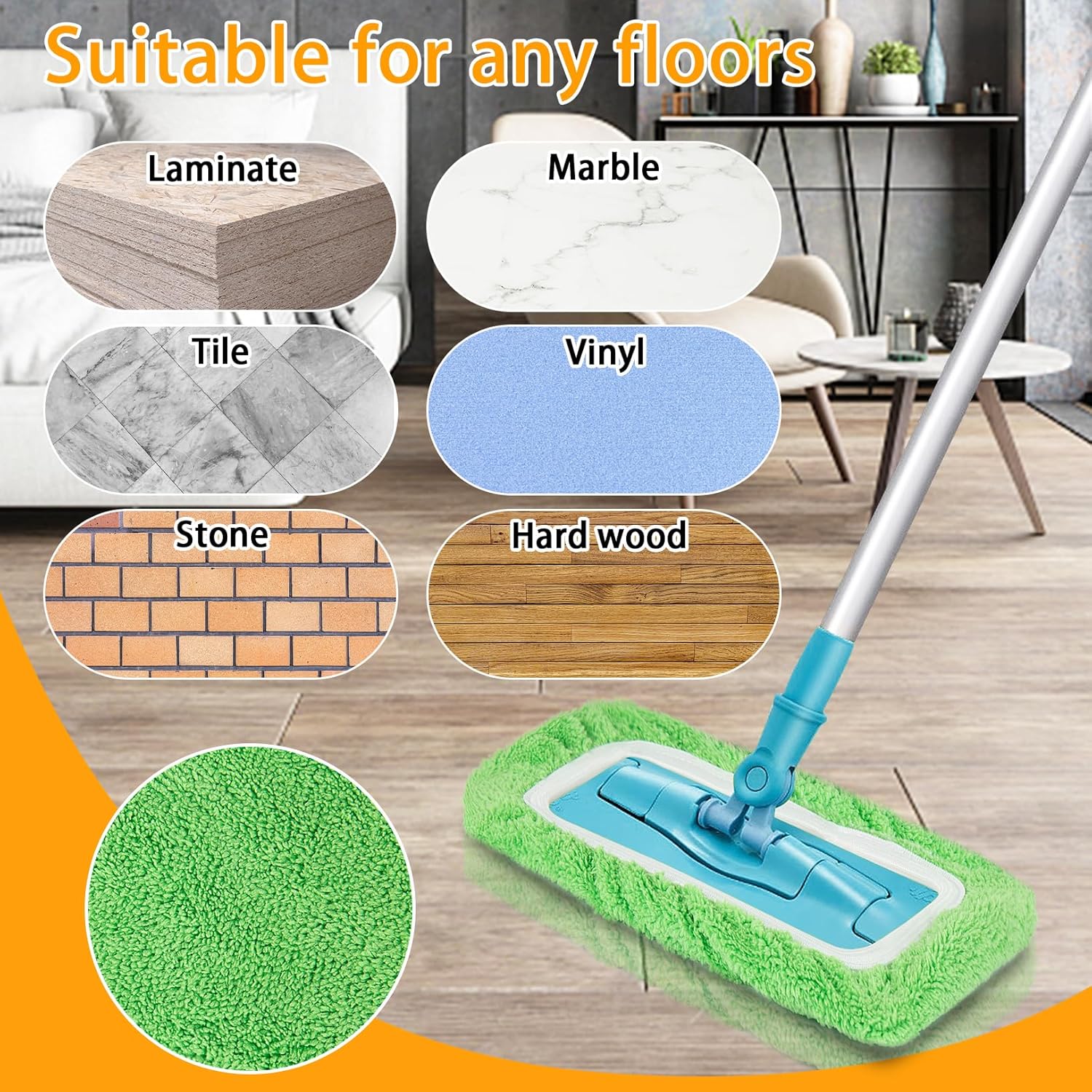 Reusable Dry Sweeping Cloths Microfiber Wet Mop Pads Compatible with Swiffer Sweeper Mop