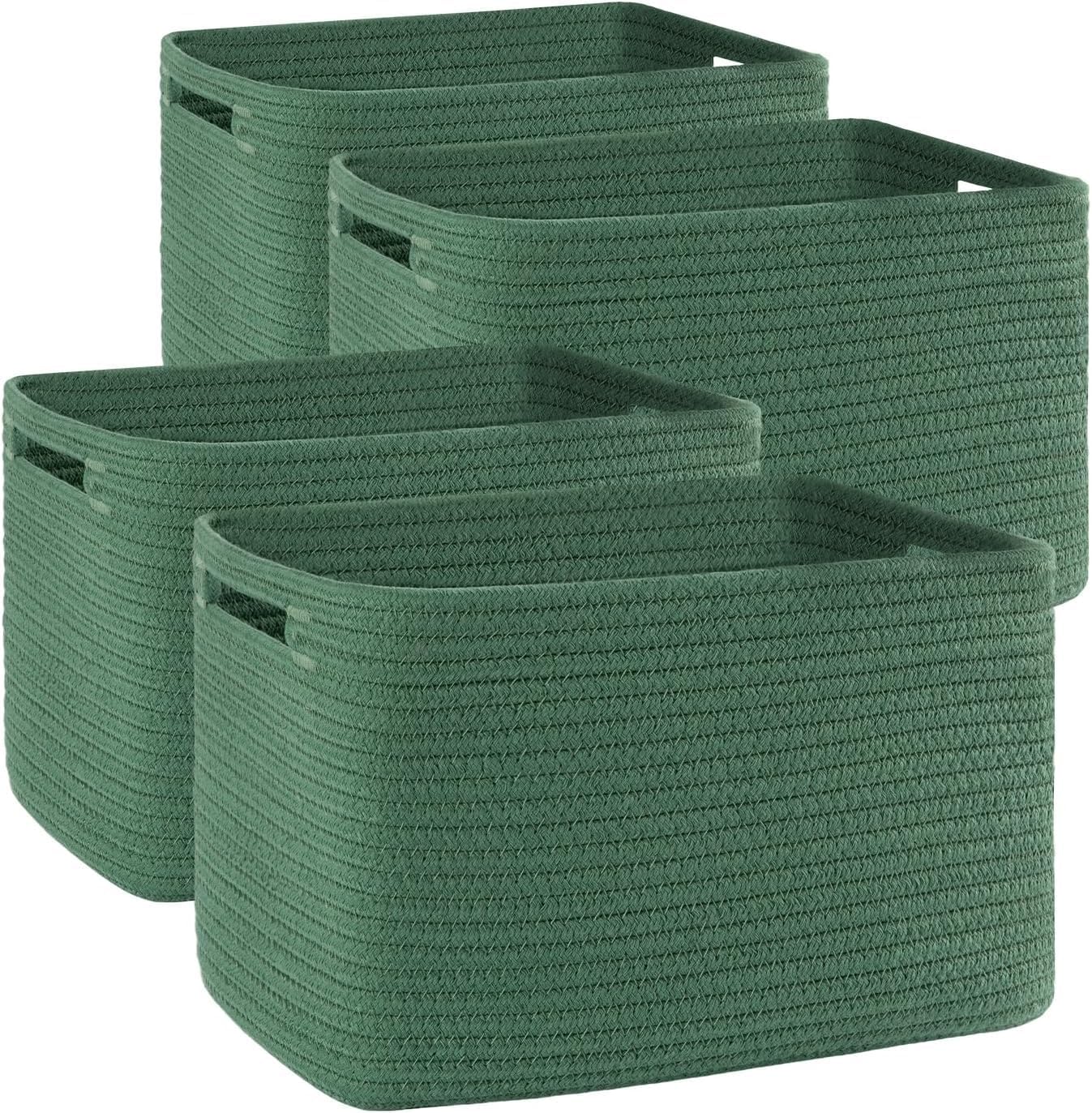OIAHOMY 4 Pack Storage Baskets for Organizing, Cube Storage Bins for Shelves, Rectangle Storage