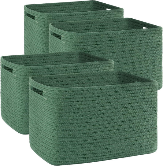 OIAHOMY 4 Pack Storage Baskets for Organizing, Cube Storage Bins for Shelves, Rectangle Storage