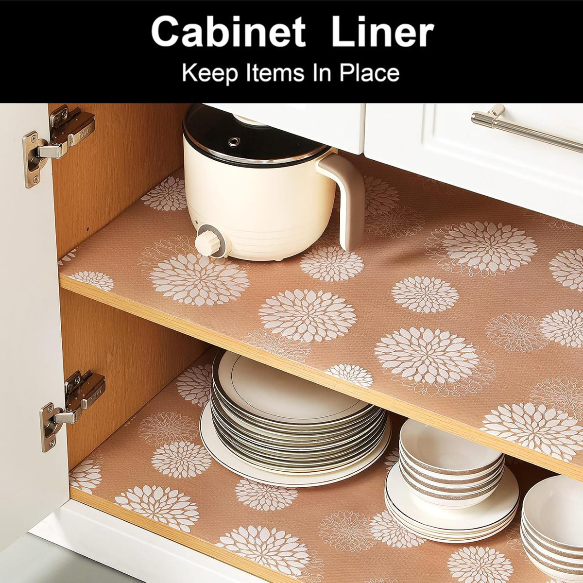 Cooyes Shelf and Drawer Liners for Kitchen Cabinets, Non Adhesive Cabinet Liner, EVA Waterproof