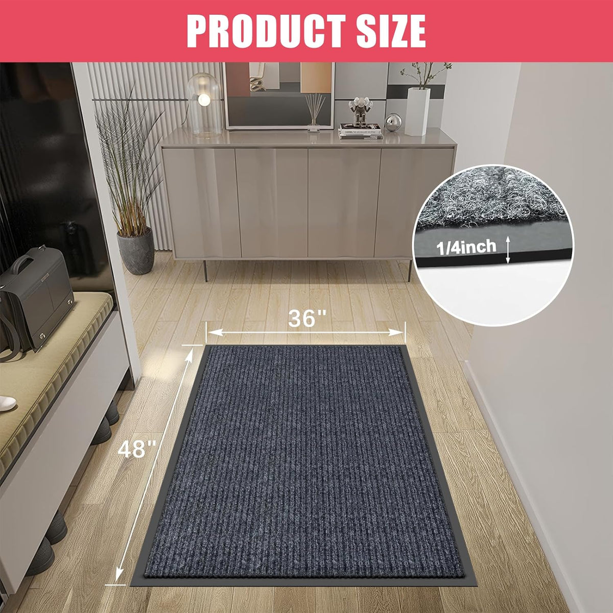 Kuyal Front Door Mat, 3'x4' Indoor Outdoor Entrance Mat, Commercial Floor Mats Inside Outside