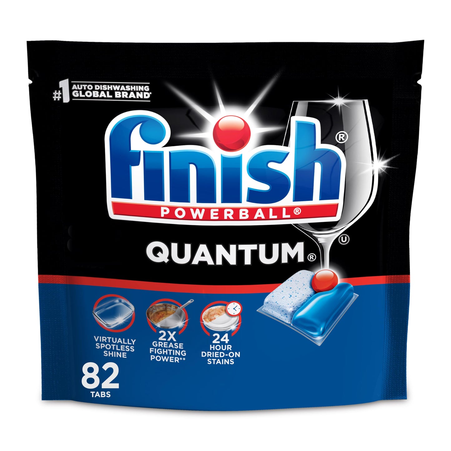 Finish Quantum Dishwasher Pods, No Pre-Rinse Dishwasher Detergent Soap Removes 24HR Dried-On Stain
