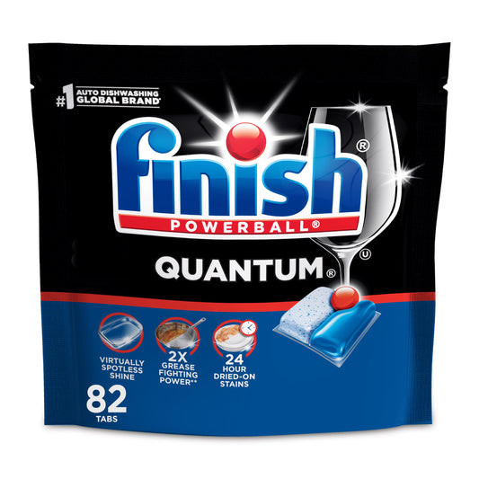 Finish Quantum Dishwasher Pods, No Pre-Rinse Dishwasher Detergent Soap Removes 24HR Dried-On Stain