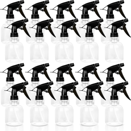 20 Pcs Empty Plastic Spray Bottle 8 OZ Reusable Clear Liquid Container with Trigger Sprayers for